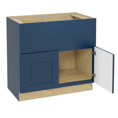 Gallery Express Ellison Plywood Assembled 36 in W X 24 in D X 34.5 in H Farm Sink Base Kitchen Cabinet with Soft Close in Navy