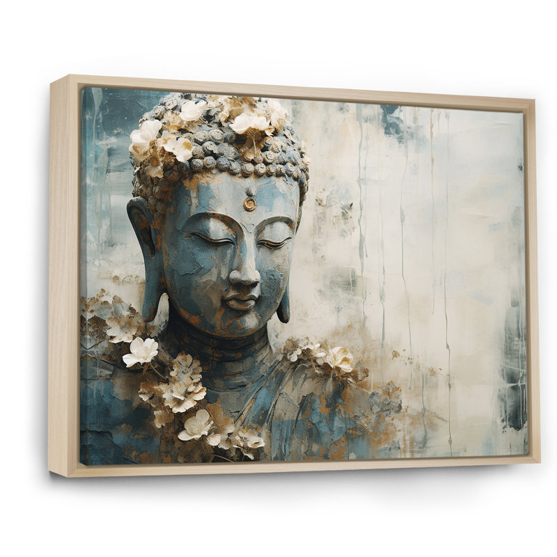Statue de bouddhisme religieux - art mural bouddhisme, H 30 po x l 40 po x P 1,5 po, Cadre naturel flottant