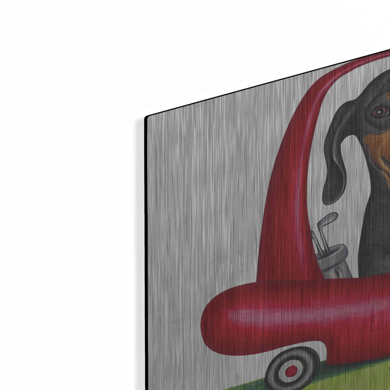 «Black Dachshund In Golf Cart» par Danny Gordon, H 16 po x l 24 po