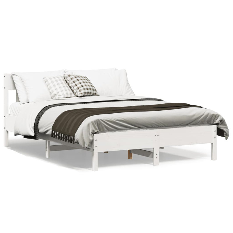 Vernia Solid Wood Bed, White, Double (4'6)