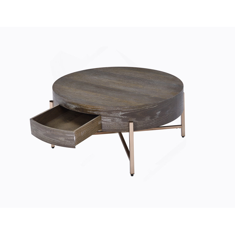 Table basse brun clair et champagne
