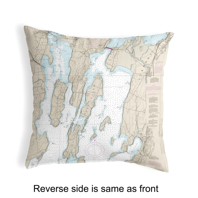  Housse et housse de coussin carré North Hero Island, Vt Nautical Map