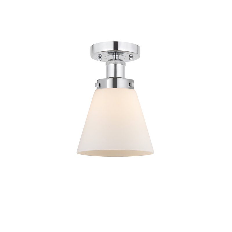 Plafonnier semi-encastré en verre Coplay, Blanc mat, Chrome poli