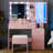 Vanity Desk with Mirror and Lights, Makeup Vanity with 5 Drawers and Hidden Jewelry Organizer-1456846803