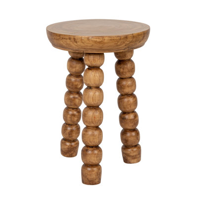 Paulownia Wood Bead Ball Tri-Pod Accent Table
