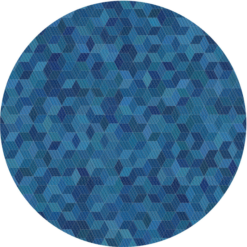 Tapis de zone bleue à motifs, Rond 4 pi