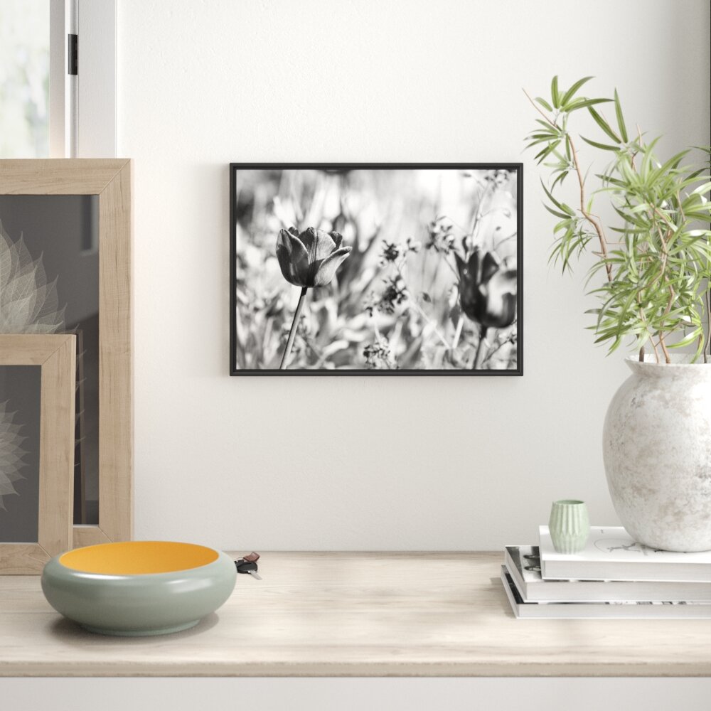 Gerahmtes Wandbild BlumenSonnenschein Kunst B&W