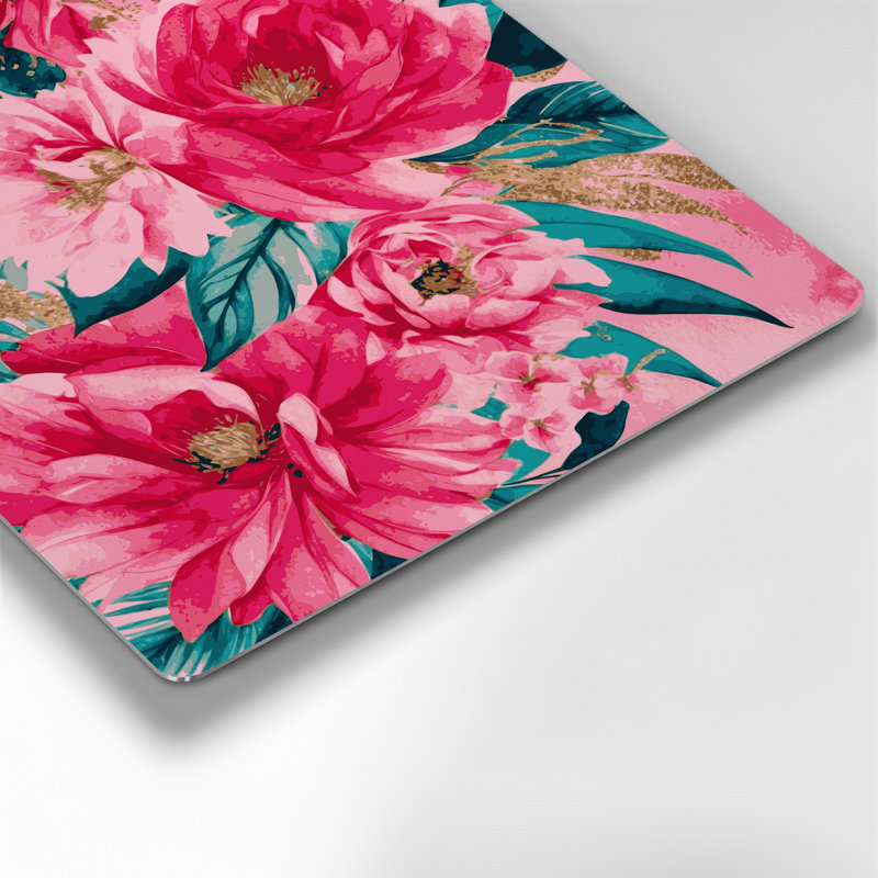 Aquarelle florale 23, art mural en métal rose