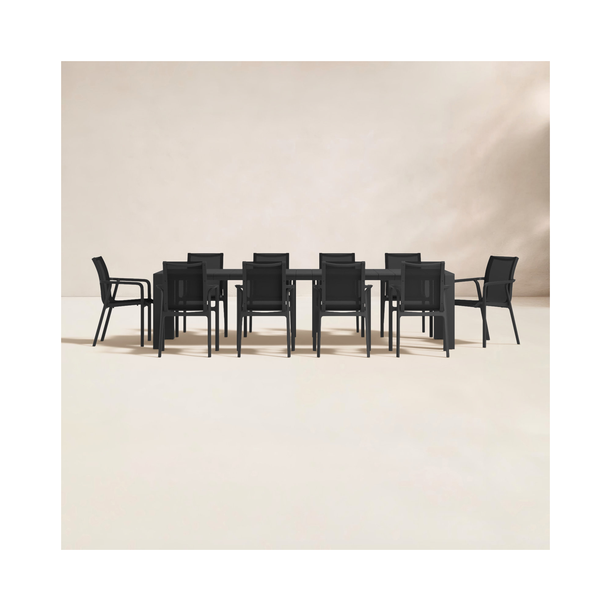 Farrah 118'' Rectangular 10 - Person Outdoor Dining Set, Black