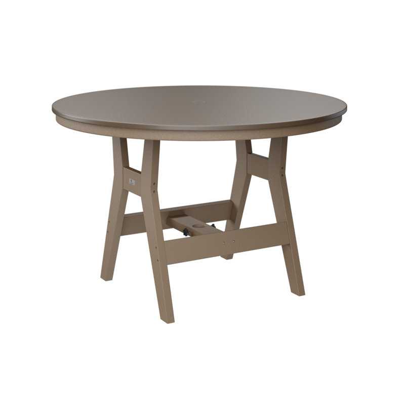 Harbor Outdoor Round Bar Table, Weatherwood, 38.87" H x 48" W x 48" D, Hammered Top Bronze