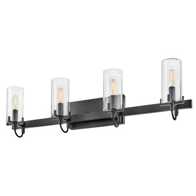 Ryden 4-Light Bath Vanity Fixture with Clear Cylindrical Shades