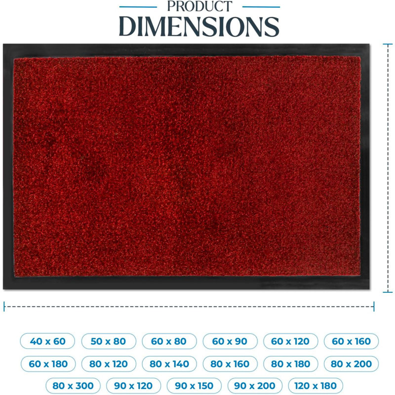Doormat, Red, 50cm W x 80cm L