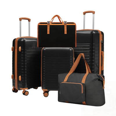 Durable PP Hard Shell 5-Piece Luggage Set with Spinner Wheels and TSA Locks, Perfect for Family and Group Travel