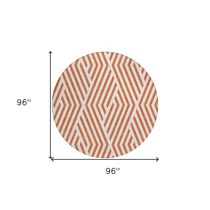 Tapis d'intérieur rond antidérapant rond 8 pi orange et blanc