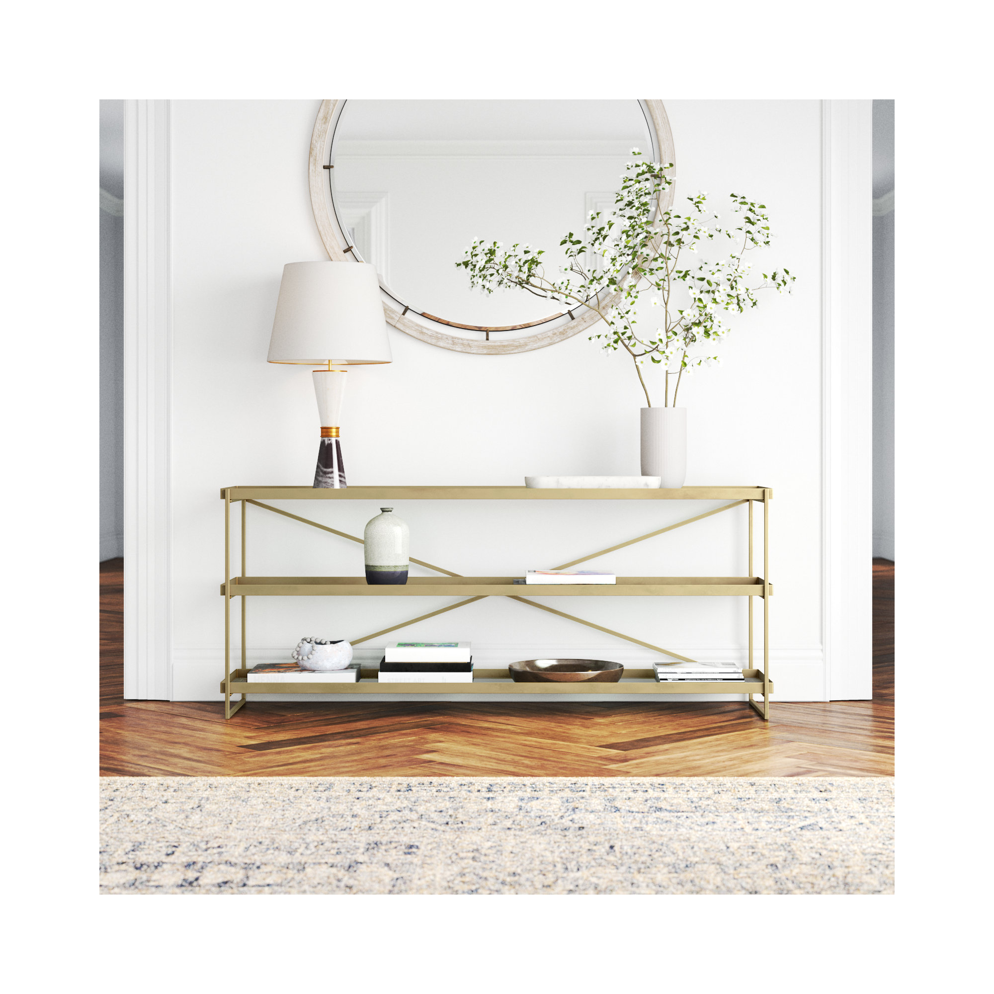 Lupita 16'' Console Table, 72 x 16 x 30, Gold