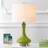 23.5" Green Ceramic Table Lamp with USB & Type-C Ports and Pre-Assembled White Linen Shade-894389606