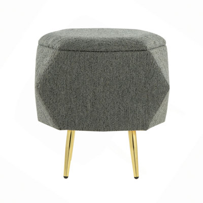 Ottoman In Gold Metal And Fabric With Storage