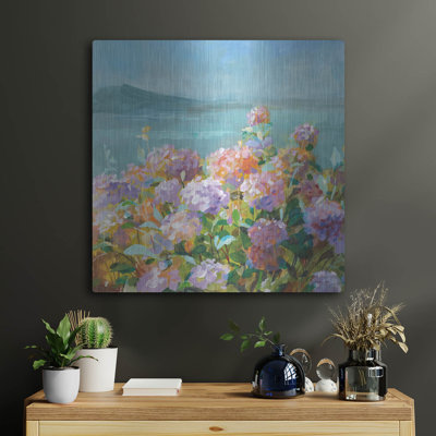 Winston Porter 'Beach Hydrangeas' by Danhui Nai Metal Wall Art,