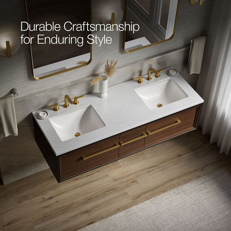 Lodern 60" Vanity With Quartz Countertop, Sink And Hardware Included, Slate Gray