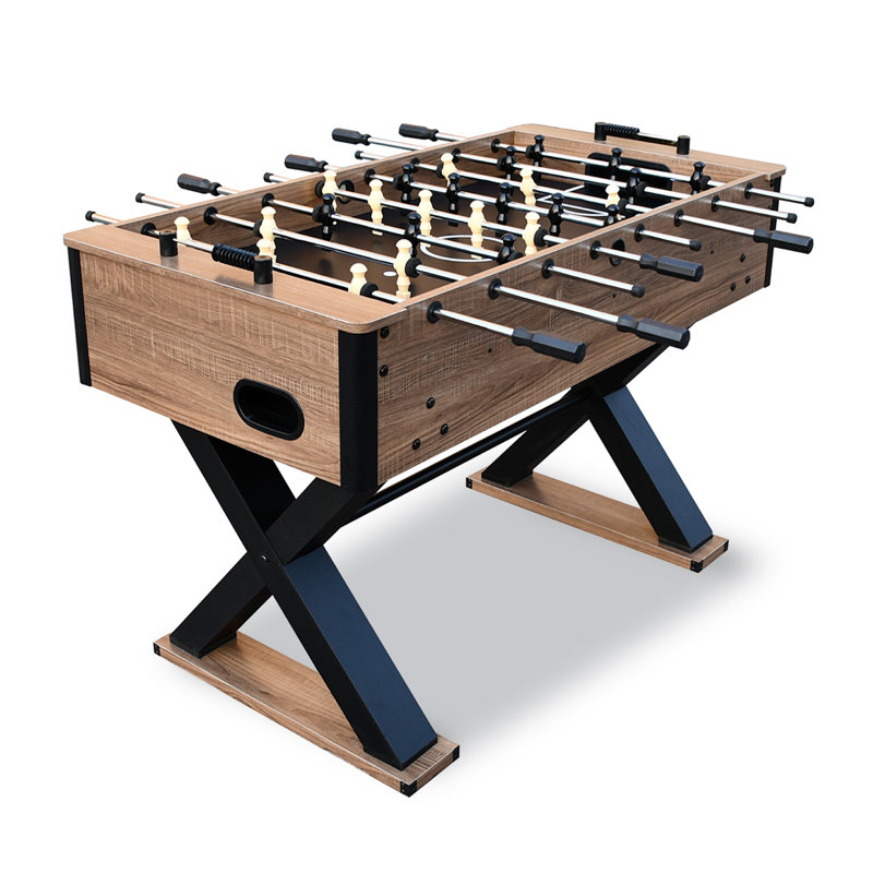 Hathaway Fullerton 48-in Foosball Table, Arcade Table Soccer for Game Rooms, Includes (2) 36-mm ABS Foosballs, Driftwood