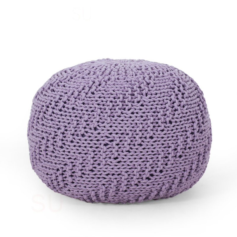 Bordeaux  Knitted Cotton Round Pouf