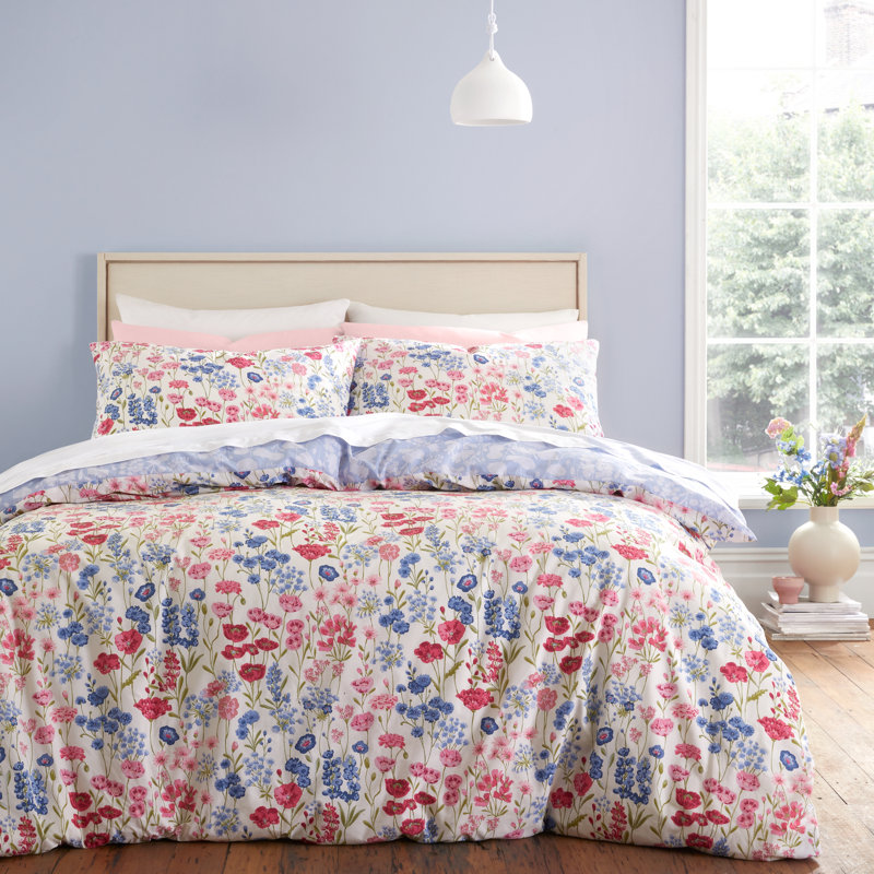 Olivia Floral 200 Thread Count Cotton Duvet Cover Set, Super King - 2 Standard Pillowcases
