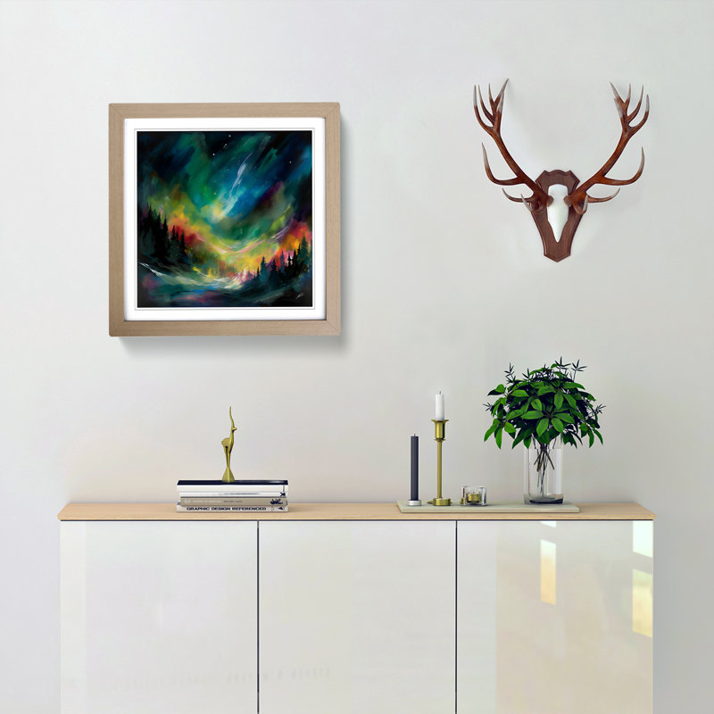 Northern Lights No.1 - Framed Print, Oak
