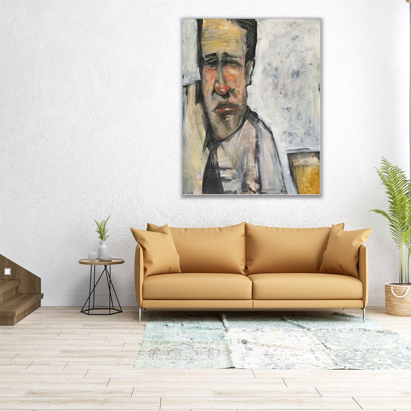 Homme d'affaires au bar - reproduction d'art sur toile, H 20 po x l 16 po