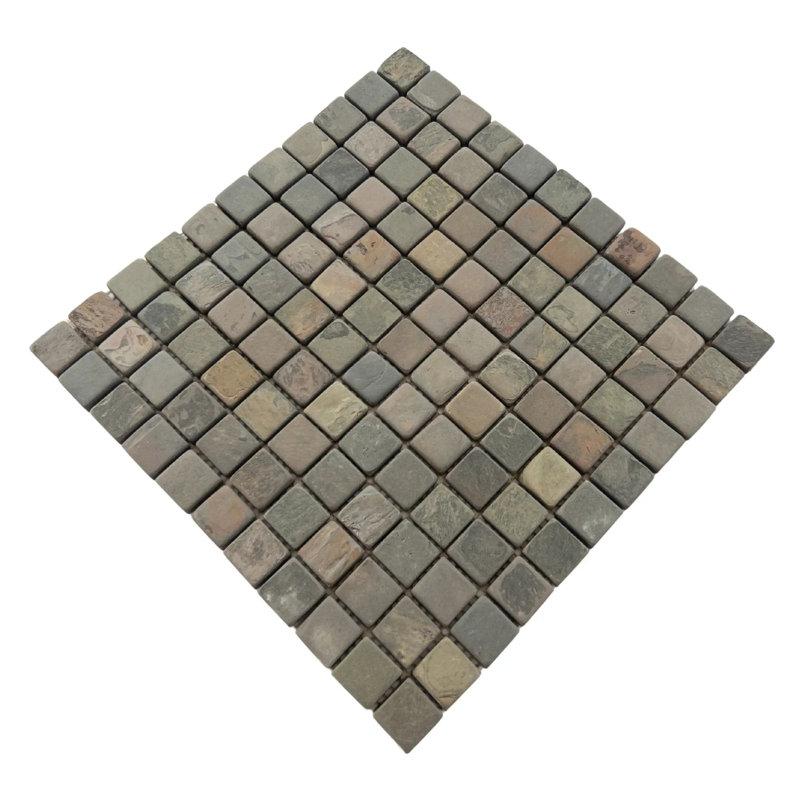 Carreau de mosaïque carré foncé 1 x 1 po Dark Autumn Slate