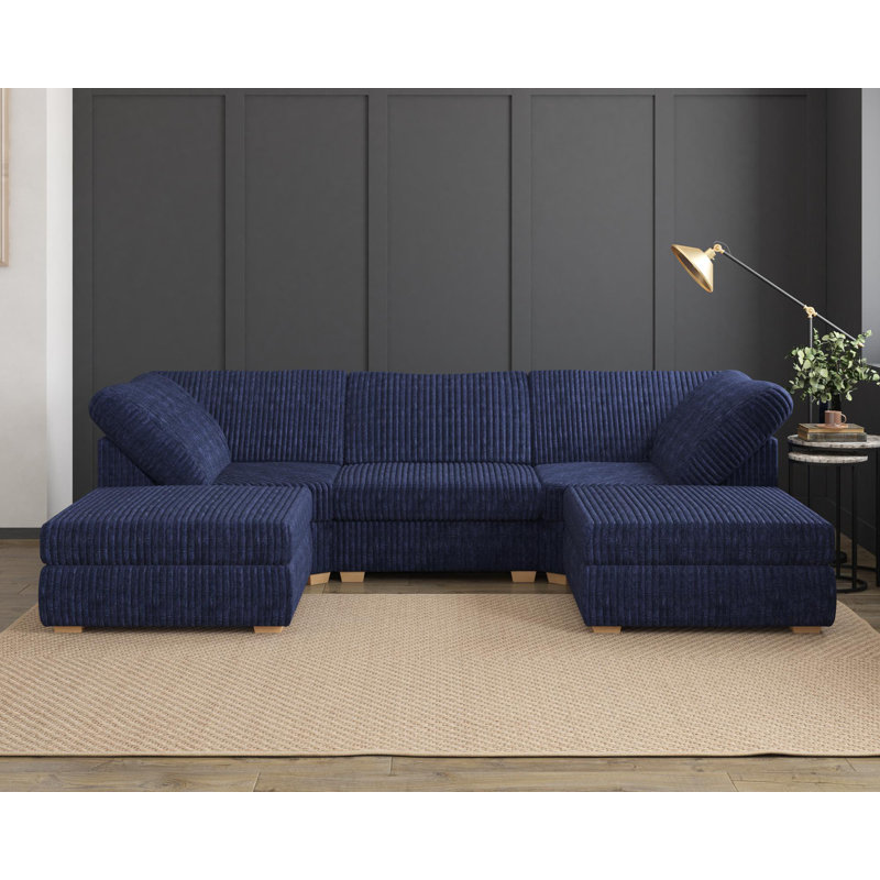 Nestle U Shape, Fixed Back, Navy Faux Fur