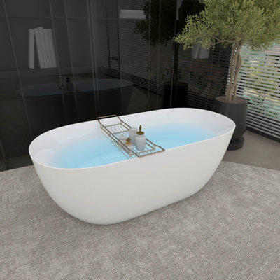 Free Standing Tub 59"" x 30"" Deep Soaking Bath Tub  Acrylic Freestanding Bathtub J25 Stand Alone Tub -  TZDD, 325-59W