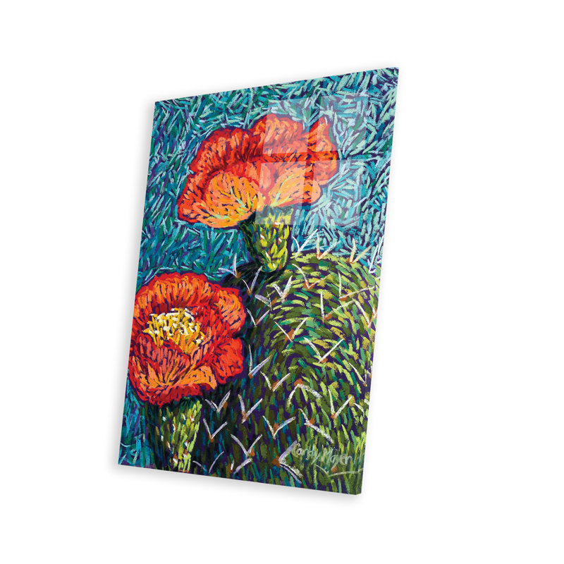 Figue de barbarie en orange, Verre, H 24 po x l 16 po x P 0,25 po