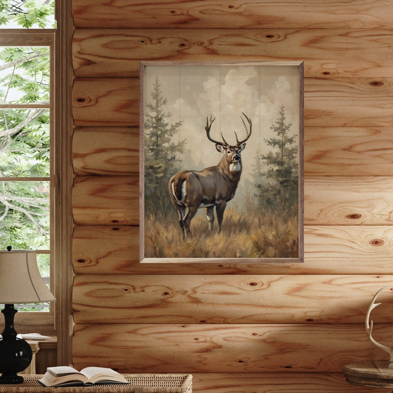 Whitetail Buck dans les pins, H 10 po x l 8 po