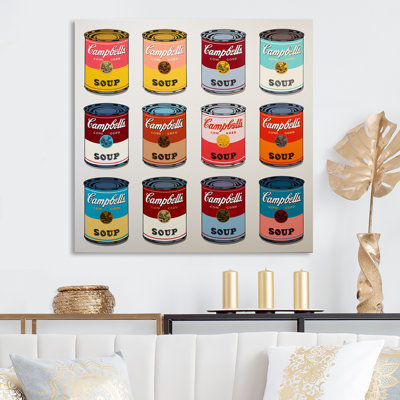 Pop Art Soup Collage III - Milk Metal Wall Art
