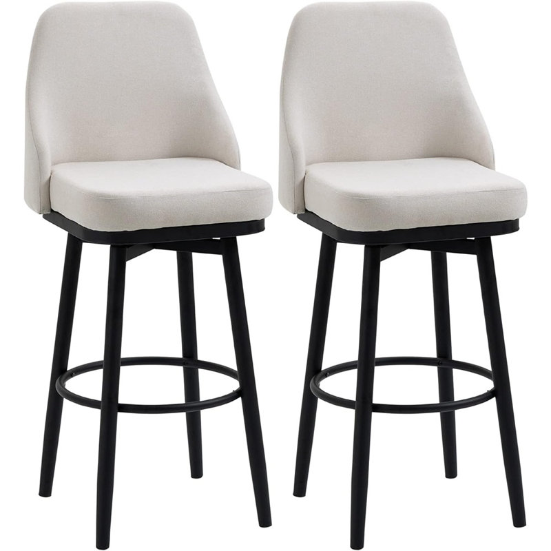 Tabouret de bar rotatif 29,5 po Annaleya, Crème / blanc