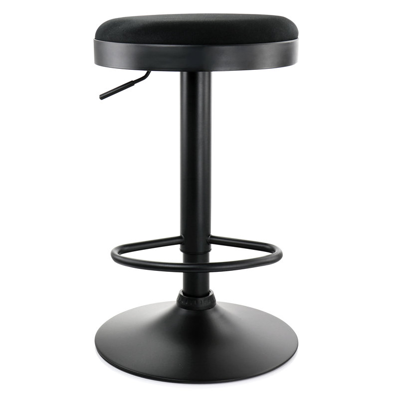 Corrigan Studio® 2 Piece Backless Adjustable Fabric Bar Stool In Black With Black Base