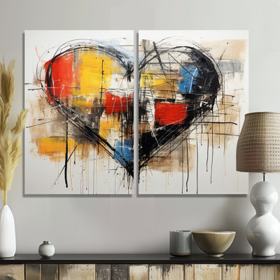 Pop Art - Collages abstraits, grands collages, art mural, grand, 2 pièces