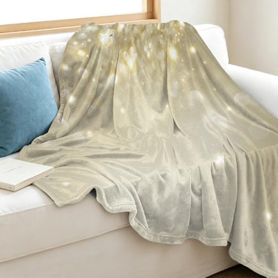 Gold Ultra Soft Flannel Fleece Throw Blanket,Festive Christmas Elegant Single-Sided Print