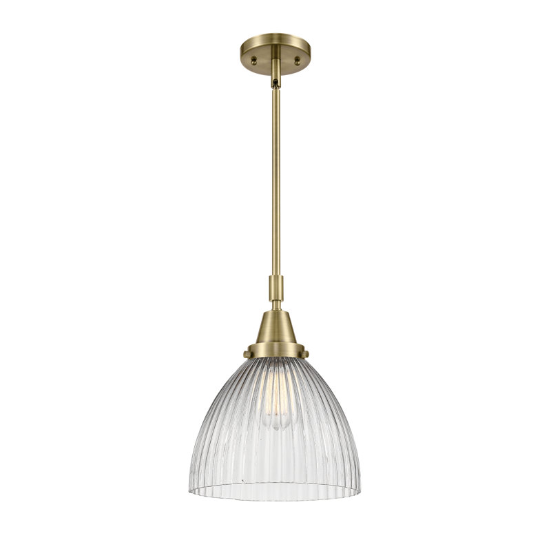 1 - Light Single Pendant, Antique Brass, No Bulb Included