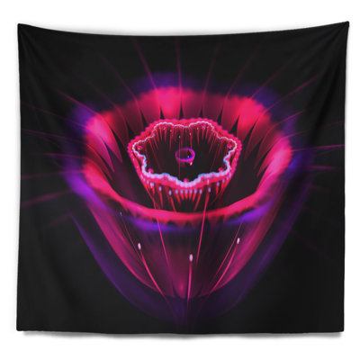 Tapisserie florale abstraite à motif floral fractal magenta