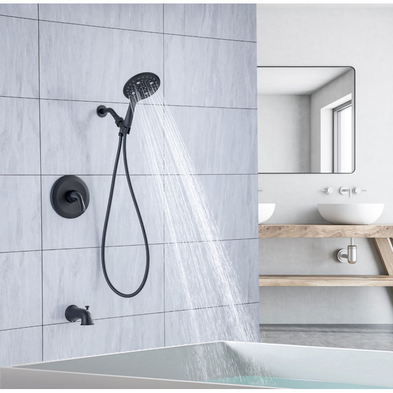 Robinet de baignoire et de douche avec valve brute, Noir mat