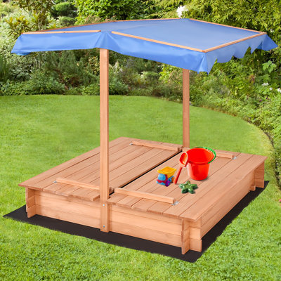 Freeport Park Kennett 140cm x 120cm Solid Wood Rectangle Sandbox with Cover