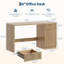 Bureau de poste de travail cannelé de 60 pouces avec tiroirs de rangement, bureau d'ordinateur, bureau, table d'étude