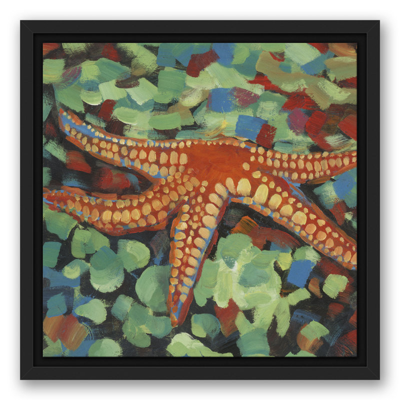 « starfish on mer », reproduction de peinture à l’acrylique sur toile, H 21,75 po x l 21,75 po, Cadre noir