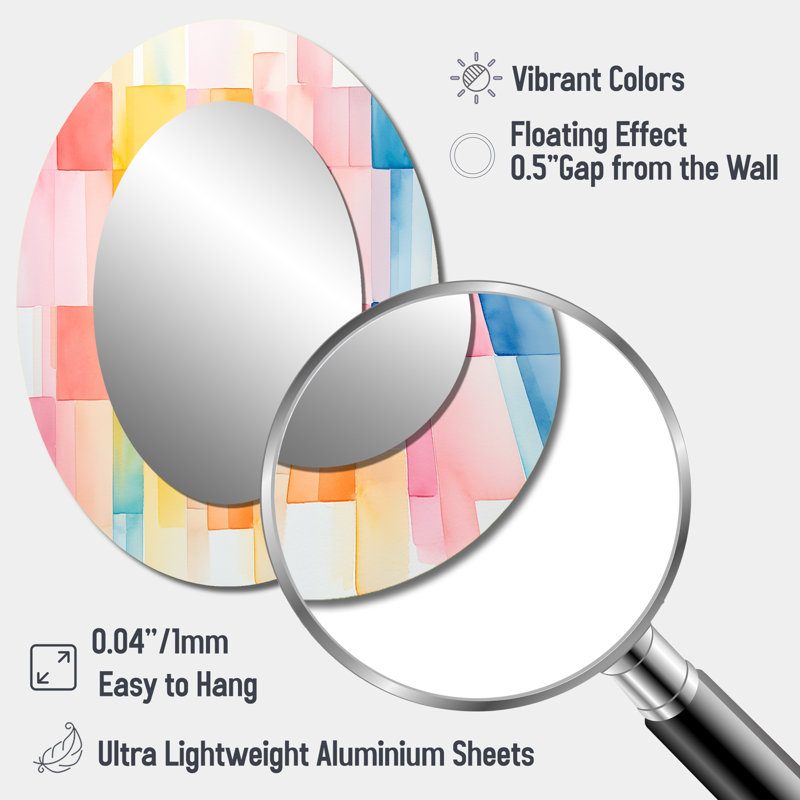 Paster Color Cubes Patterns III - Miroir mural multicolore, H 40 po x l 30 po