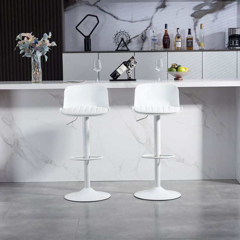 Ensemble de 2 tabourets de bar réglables modernes en cuir synthétique avec dossier ergonomique et base en métal robuste pour îlot de cuisine