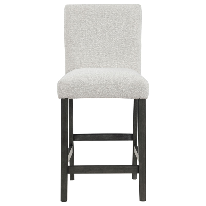 Ensemble de 2 chaises de comptoir rembourrées Alba Boucle, Blanc