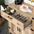 Oak Industrial Style Kitchen Cabinet, Accent Buffet With Drawer And Adjustable Shelf Wooden Shelf,