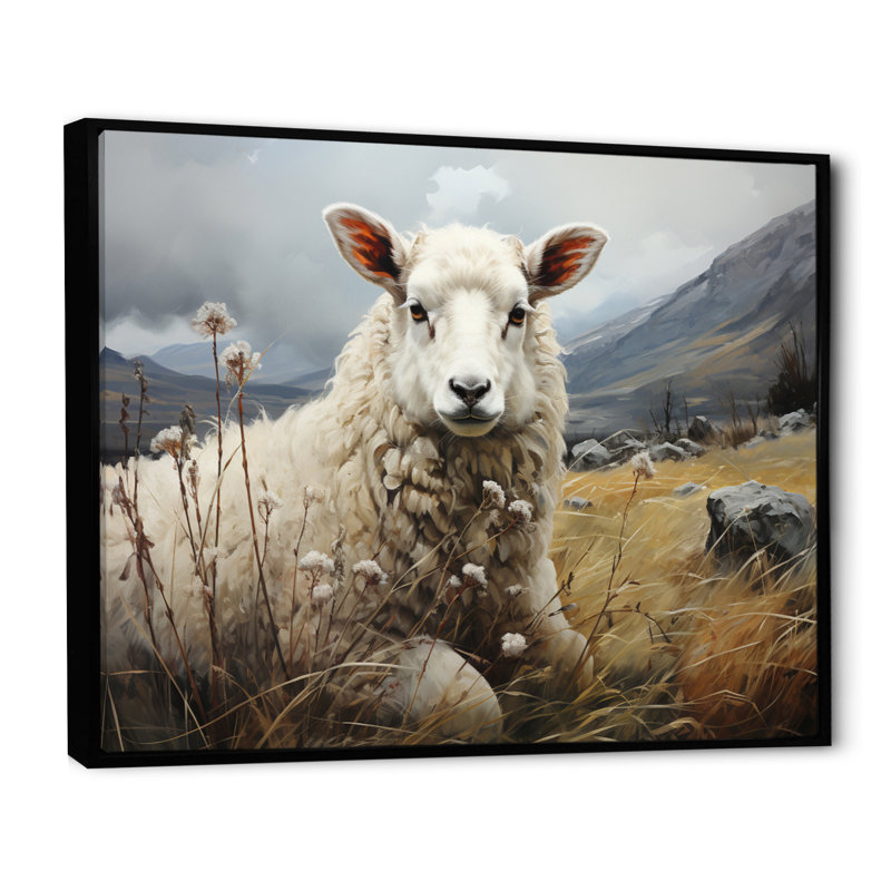 Sheep Serenade Of Silence II sur toile, H 30 po x l 40 po x P 1,5 po, Cadre flottant noir