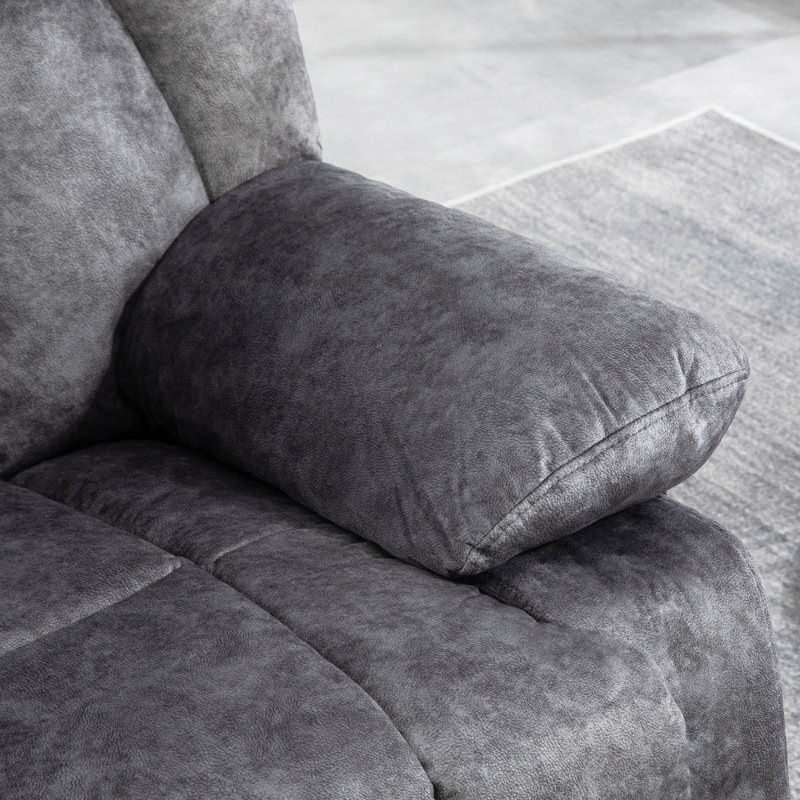 Charcoal Gray Velvet Swivel Recliner Chair with Metal Base
